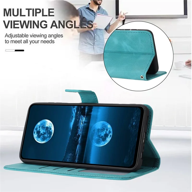 For Samsung Galaxy A34 5G Leather Case Solid Color Stand Wallet Cellphone Shell - Green