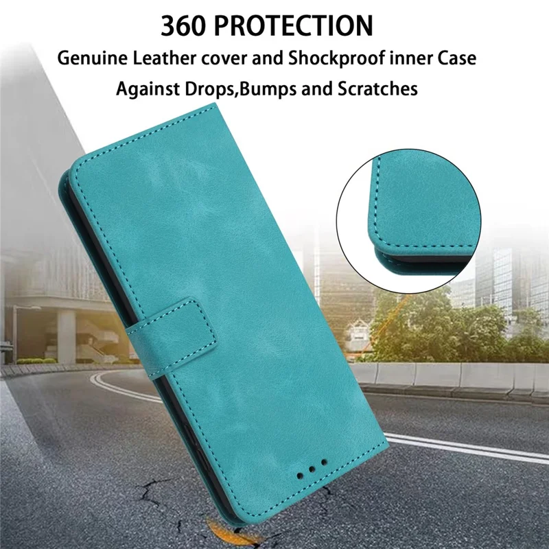 For Samsung Galaxy A34 5G Leather Case Solid Color Stand Wallet Cellphone Shell - Green