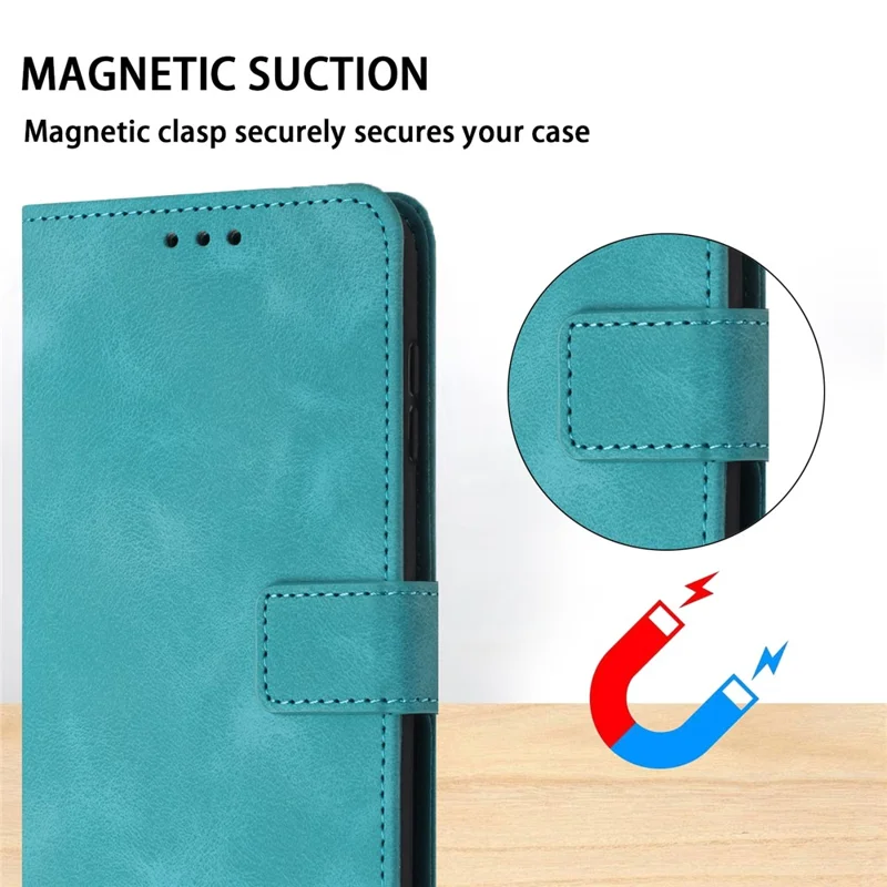 For Samsung Galaxy A34 5G Leather Case Solid Color Stand Wallet Cellphone Shell - Green
