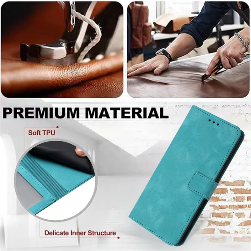 For Samsung Galaxy A34 5G Leather Case Solid Color Stand Wallet Cellphone Shell - Green