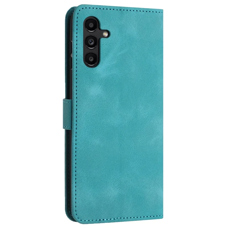 For Samsung Galaxy A34 5G Leather Case Solid Color Stand Wallet Cellphone Shell - Green