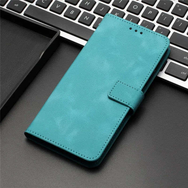 For Samsung Galaxy A34 5G Leather Case Solid Color Stand Wallet Cellphone Shell - Green
