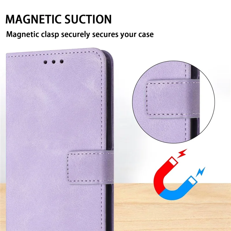 For Samsung Galaxy S23 Ultra Case Wallet PU Leather Skin Touch Feeling Phone Cover - Purple