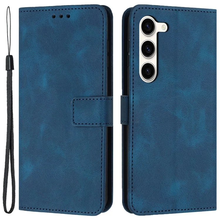 For Samsung Galaxy S23 Phone Case PU Leather Wallet Card Holder Folding Stand Cover - Blue
