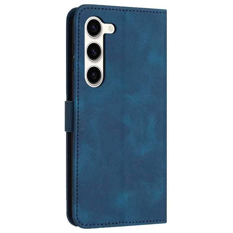 For Samsung Galaxy S23 Phone Case PU Leather Wallet Card Holder Folding Stand Cover - Blue