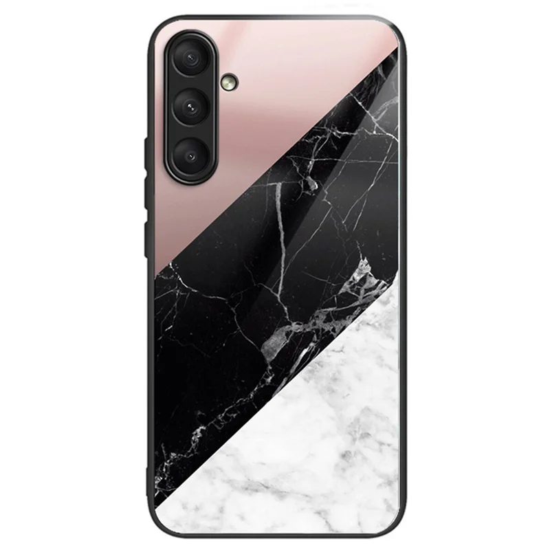 For Samsung Galaxy A25 5G (Global) (161.0 x 76.5 x 8.3mm) Pattern Printing Phone Case Tempered Glass+TPU+PC Cover - Three-Color Marble Texture