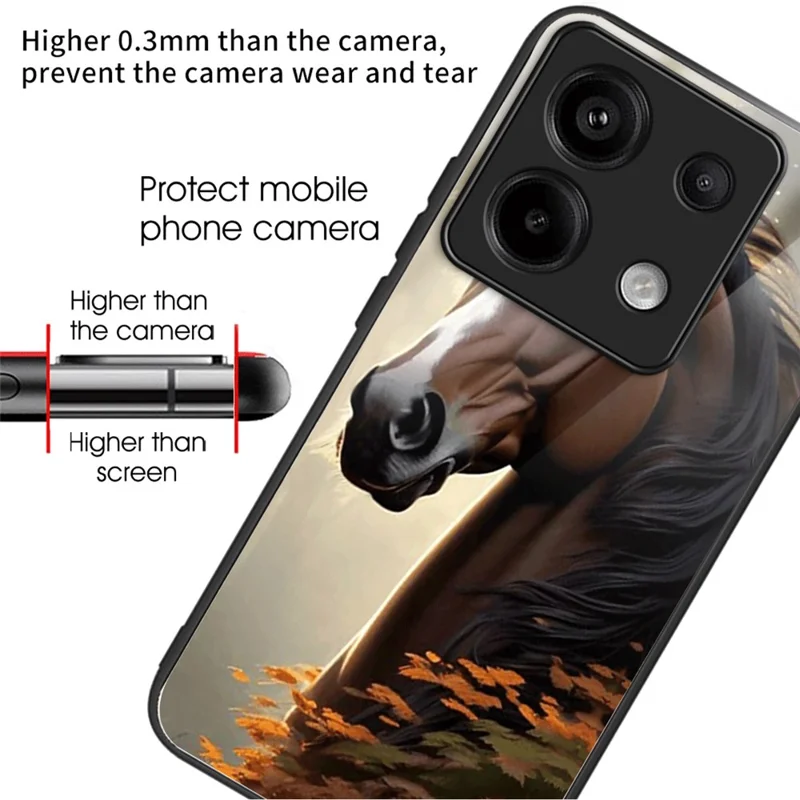 Pour Xiaomi Redmi Note 13 Pro 5G / Poco X6 5G Étui pour téléphone Impression sur motif Verre trempé+TPU+PC - Cheval