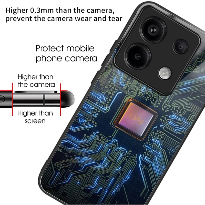 غطاء هاتف مطبوع عليه نمط لهاتف Xiaomi Redmi Note 13 Pro 5G / Poco X6 5G، غطاء من الزجاج المقوى + TPU + PC - CPU