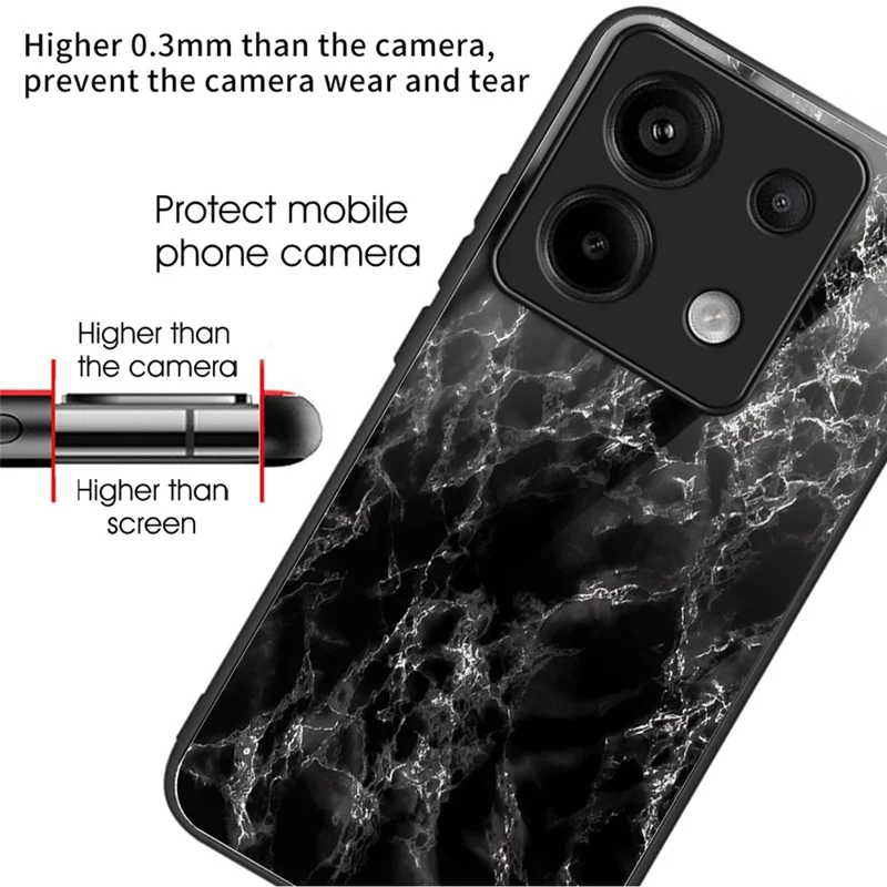 For Xiaomi Redmi Note 13 Pro 5G / Poco X6 5G Phone Case Pattern Printing Tempered Glass+TPU+PC Cover - Marble Texture