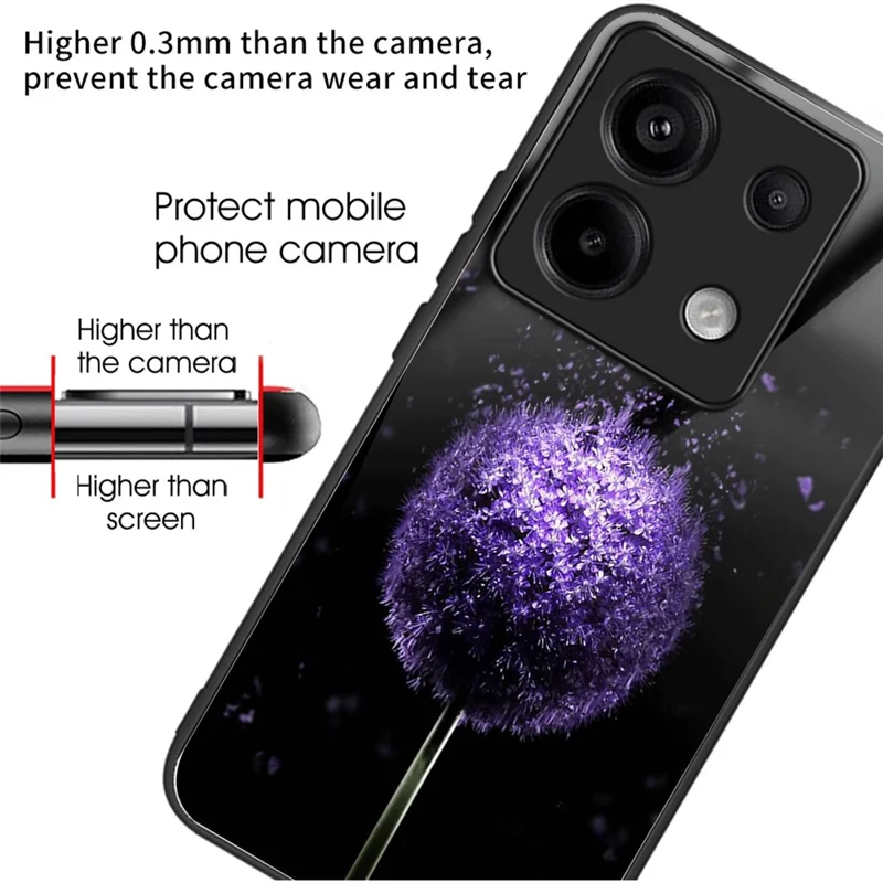 Para Xiaomi Redmi Note 13 Pro 5G / Poco X6 5G Funda de teléfono Impresión de patrones Vidrio templado+TPU+Cubierta de PC - Diente de león