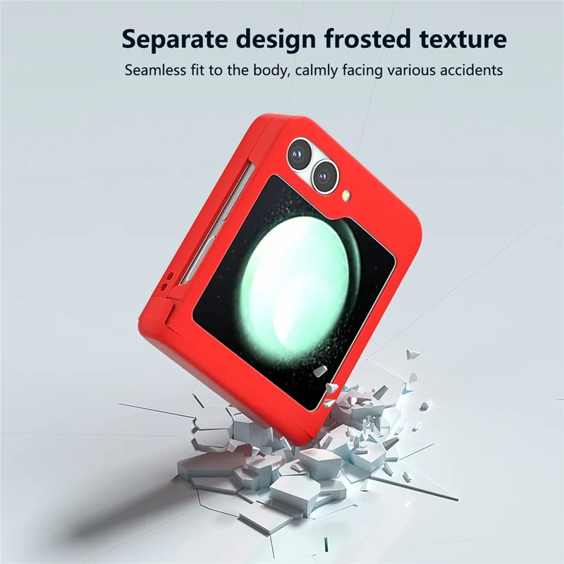For Samsung Galaxy Z Flip7 FE 5G / Z Flip6 5G Case Skin-touch PC Phone Cover with Hinge Protection - Red