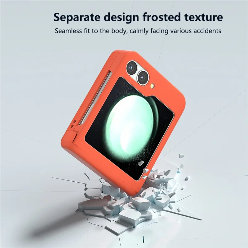 For Samsung Galaxy Z Flip7 FE 5G / Z Flip6 5G Case Skin-touch PC Phone Cover with Hinge Protection - Orange