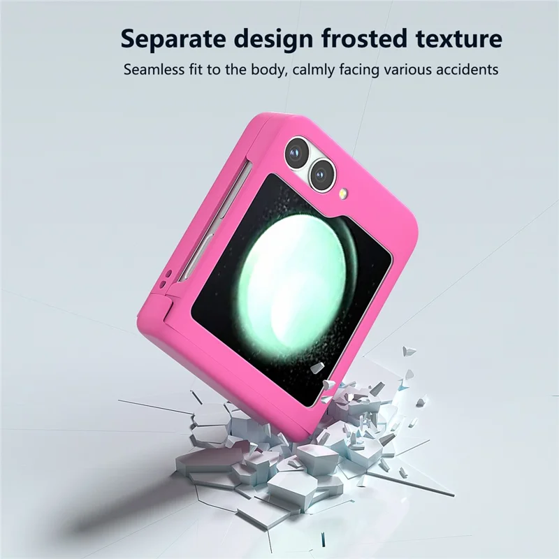 For Samsung Galaxy Z Flip7 FE 5G / Z Flip6 5G Case Skin-touch PC Phone Cover with Hinge Protection - Rose