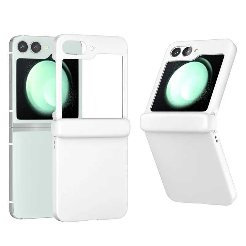 Per Samsung Galaxy Z Flip6 5G Custodia Skin-touch PC Cover per telefono con protezione per cerniera - Bianco
