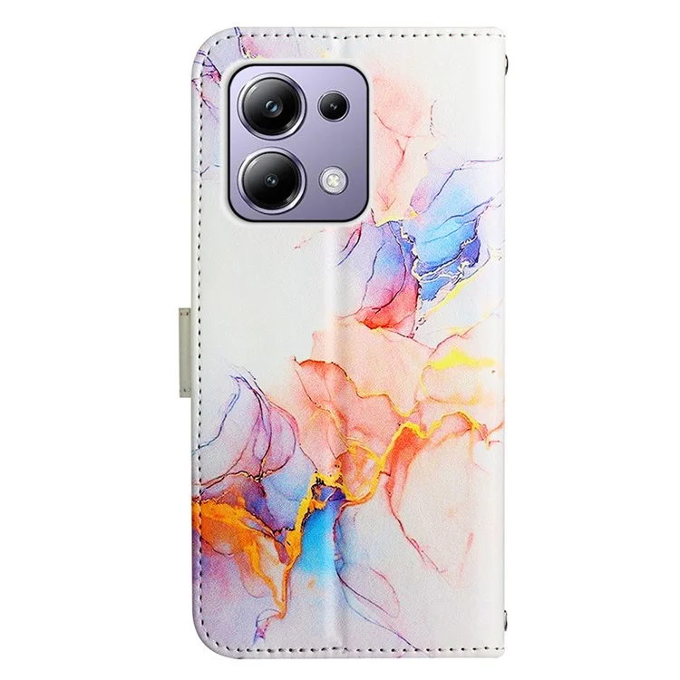 For Xiaomi Redmi Note 13 Pro 4G / Poco M6 Pro 4G Case with Strap Marble Pattern Leather Phone Cover Card Holder - Milky Way Marble White LS004