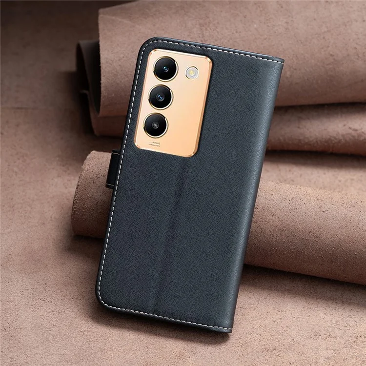 BINFEN COLOR BF17 Für vivo Y200e 5G Geldbörse Hülle Magnetverschluss Kartenfächer Handyhülle - Schwarz