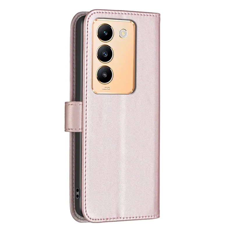 BINFEN COLOR BF17 Para vivo Y200e 5G Funda de Cartera Cierre Magnético Ranuras para Tarjetas Cubierta de Teléfono - Oro Rosa
