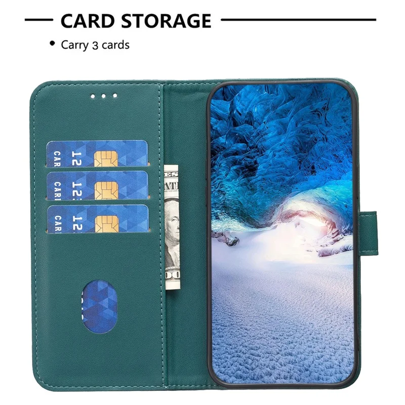BINFEN COLOR BF17 Para vivo Y200e 5G Case de Carteira Fechamento Magnético Slots de Cartão Capa de Telefone - Verde