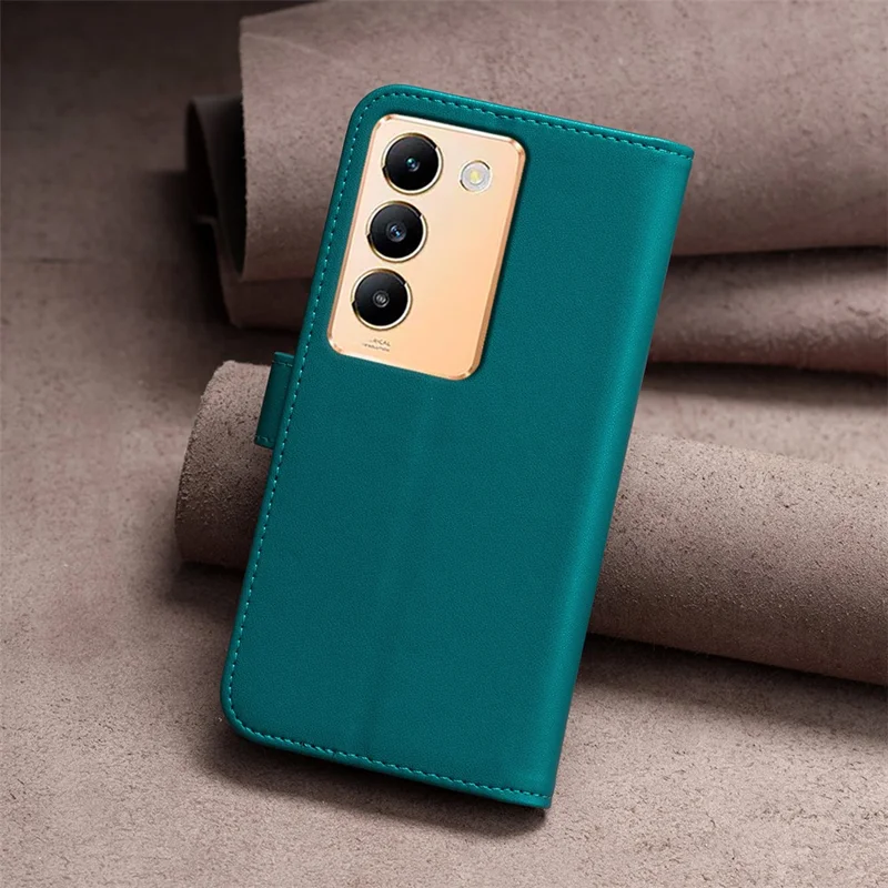BINFEN COLOR BF17 Para vivo Y200e 5G Case de Carteira Fechamento Magnético Slots de Cartão Capa de Telefone - Verde