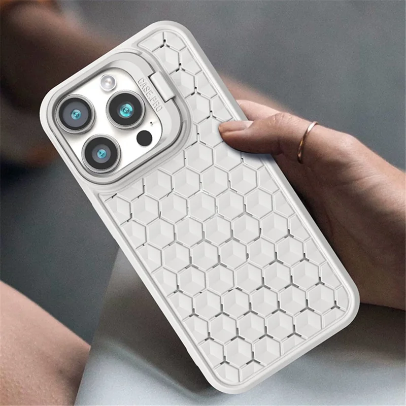 For iPhone 15 Pro Max Magnetic Case Heat Dissipation TPU Cover with Lens Frame Kickstand - Dark Blue