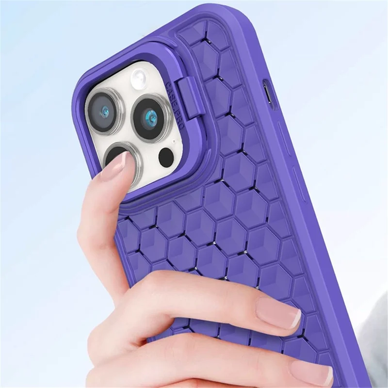 For iPhone 15 Pro Max Magnetic Case Heat Dissipation TPU Cover with Lens Frame Kickstand - Pink