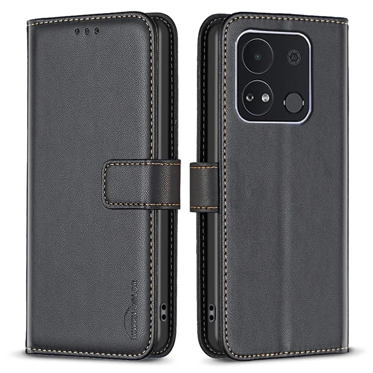 BINFEN COLOR BF17 Per itel A04 Custodia in Pelle Stand Chiusura Magnetica Flip Cover - Nero