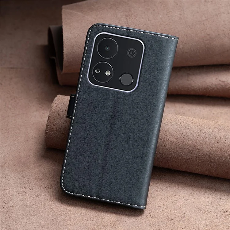 BINFEN COLOR BF17 Per itel A04 Custodia in Pelle Stand Chiusura Magnetica Flip Cover - Nero