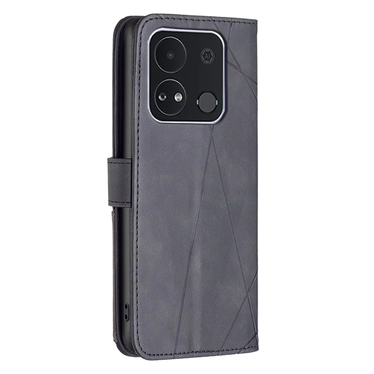 BINFEN COLOR BF05 Pour itel A04 Étui Portefeuille en Cuir Géométrique - Noir