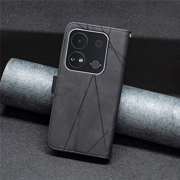 BINFEN COLOR BF05 Pour itel A04 Étui Portefeuille en Cuir Géométrique - Noir