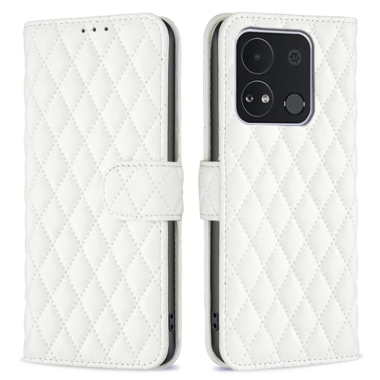 BINFEN COLOR BF Style-14 For itel A04 Phone Case Shockproof PU Leather Flip Cover - White