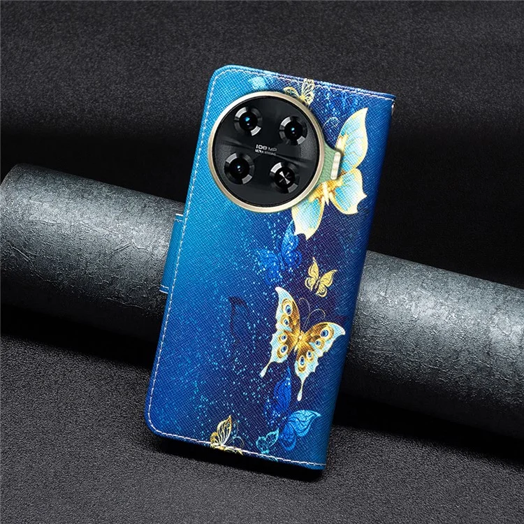 For TECNO Spark 20 Pro+ Case Pattern Printing Foldable Stand Phone Cover - Golden Butterflies