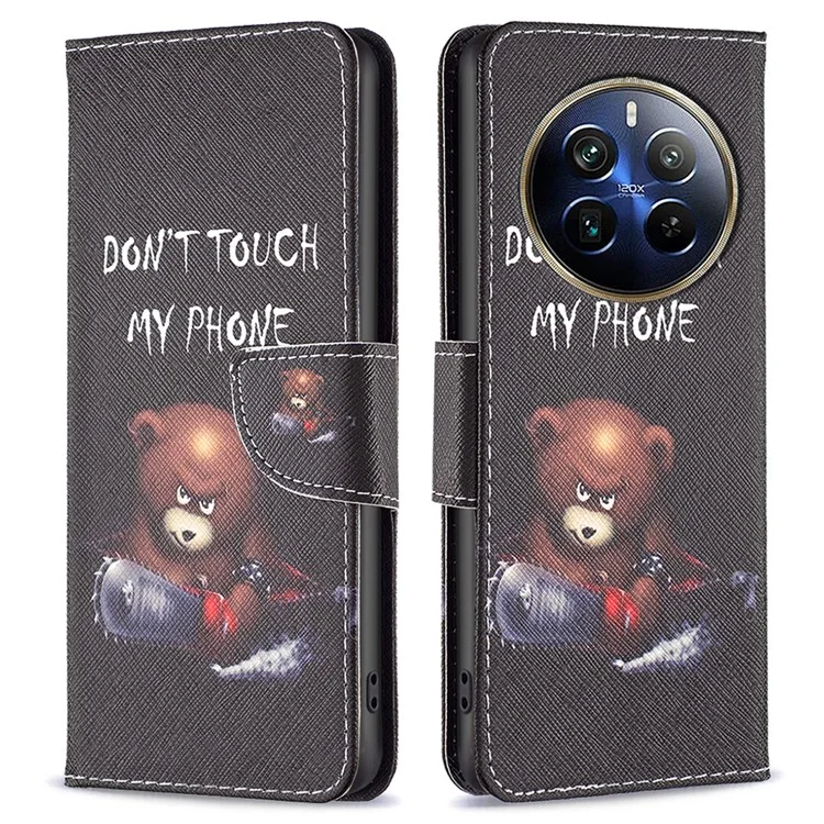 For Realme 12 Pro 5G / 12 Pro+ 5G Wallet Case Pattern Printing PU Leather Phone Cover - Bear
