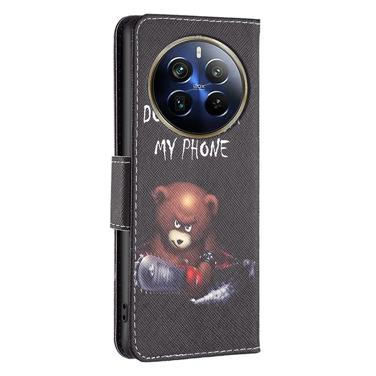 For Realme 12 Pro 5G / 12 Pro+ 5G Wallet Case Pattern Printing PU Leather Phone Cover - Bear