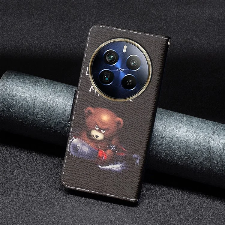 For Realme 12 Pro 5G / 12 Pro+ 5G Wallet Case Pattern Printing PU Leather Phone Cover - Bear