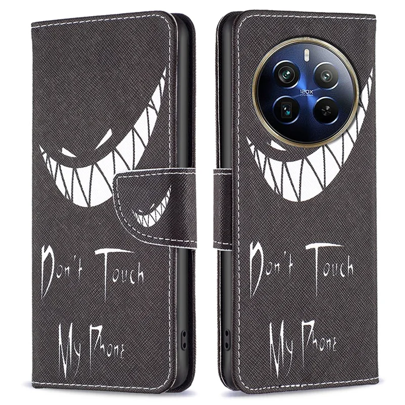 For Realme 12 Pro 5G / 12 Pro+ 5G Wallet Case Pattern Printing PU Leather Phone Cover - Don't Touch My Phone