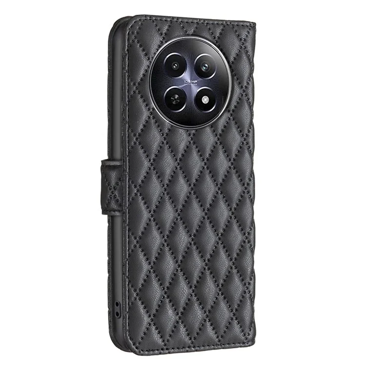 BINFEN COLOR BF Style-14 For Realme 12 5G Case Anti-Drop PU Leather Flip Phone Cover - Black