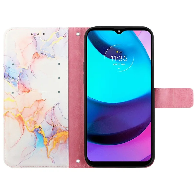 YB Pattern Printing Leather Series-5 per Motorola Moto G45 5G / G34 5G Custodia Portafoglio in Pelle Custodia per Cellulare - Milky Way Marble White LS004