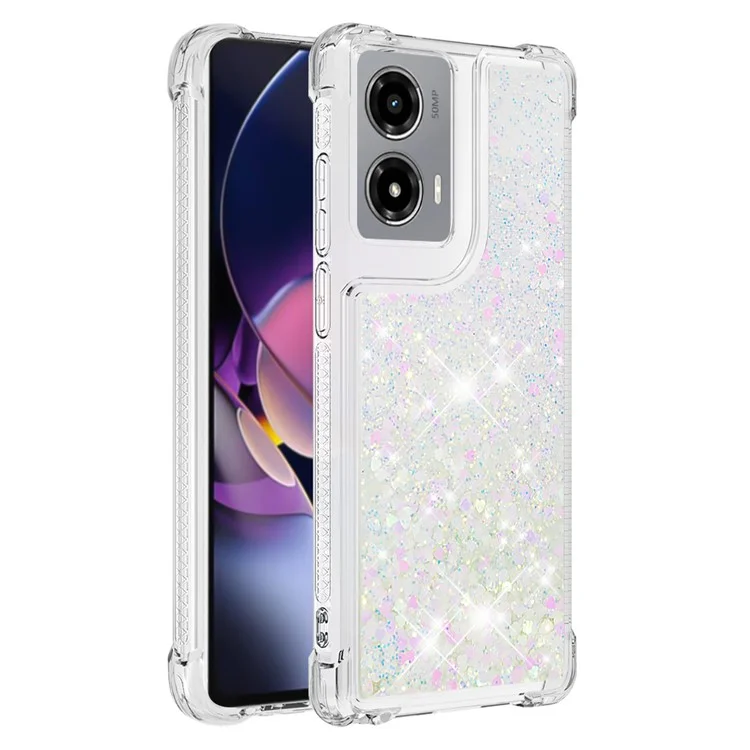 YB Quicksand Series-1 Para Motorola Moto G Stylus 5G (2024) Case Glitter Liquid Liquid Anti-Drop TPU Telepubreada - Láser / Corazones