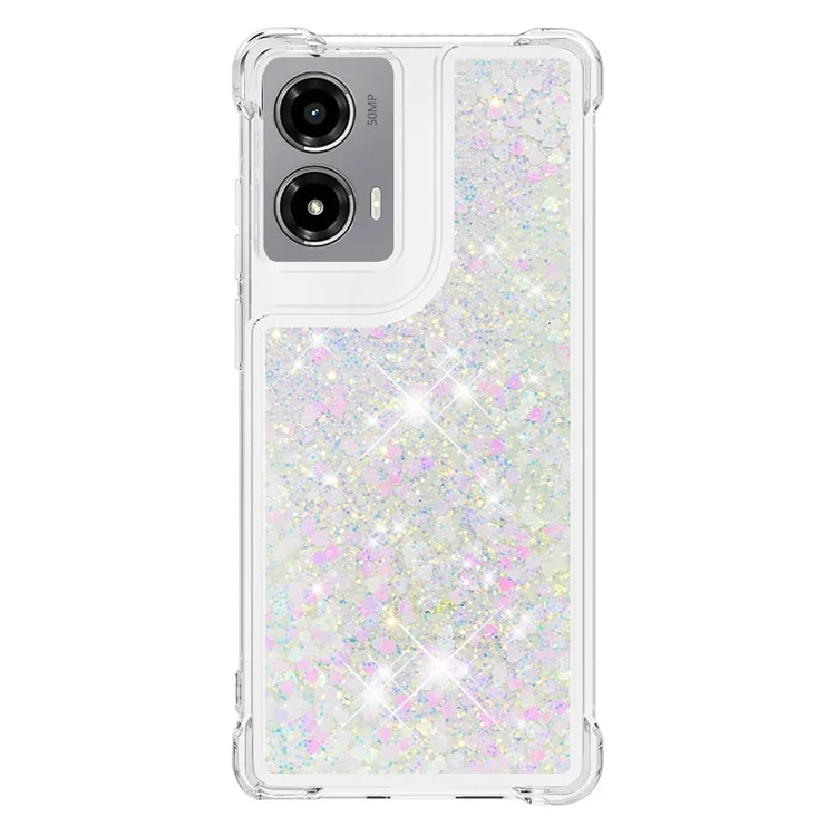 YB Quicksand Series-1 Para Motorola Moto G Stylus 5G (2024) Case Glitter Liquid Liquid Anti-Drop TPU Telepubreada - Láser / Corazones