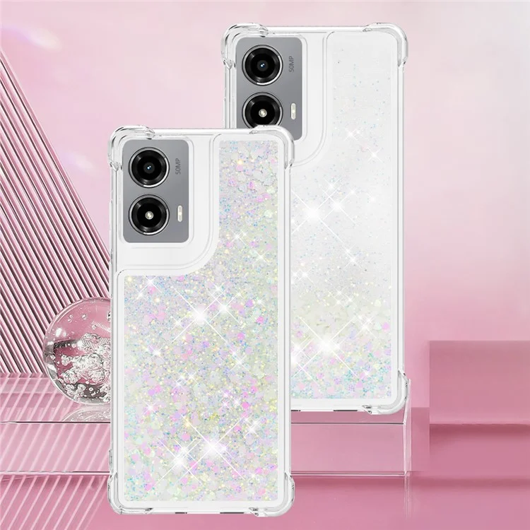 YB Quicksand Series-1 Para Motorola Moto G Stylus 5G (2024) Case Glitter Liquid Liquid Anti-Drop TPU Telepubreada - Láser / Corazones