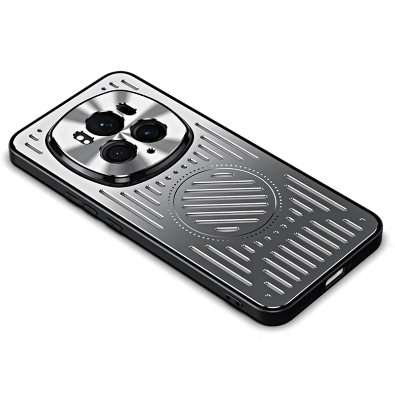 For Honor Magic6 Pro 5G Heat Dissipation Phone Case TPU+Aluminum Alloy Magnetic Back Cover - Silver