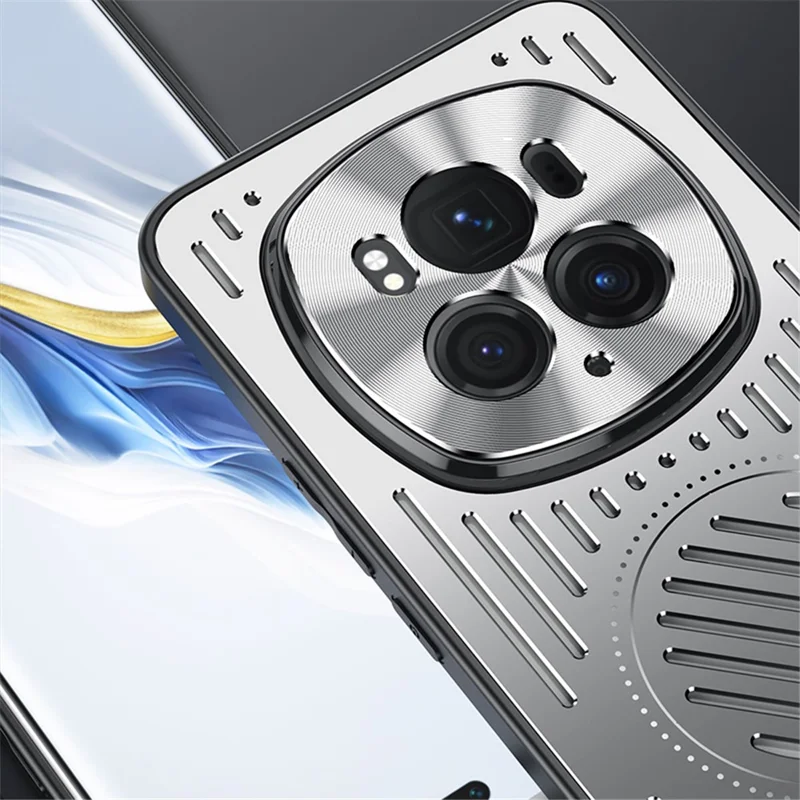 For Honor Magic6 Pro 5G Heat Dissipation Phone Case TPU+Aluminum Alloy Magnetic Back Cover - Silver