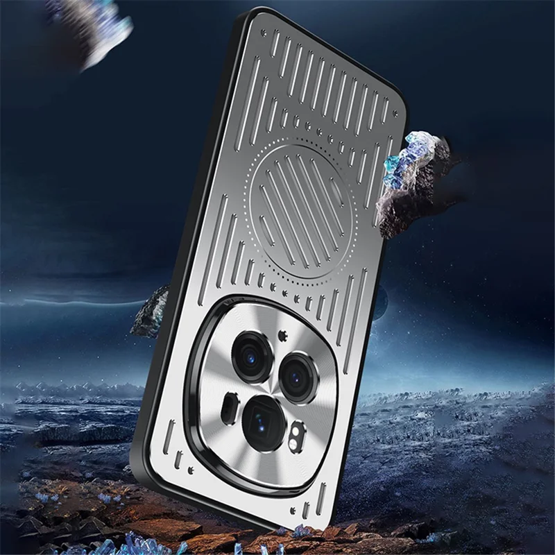 For Honor Magic6 Pro 5G Heat Dissipation Phone Case TPU+Aluminum Alloy Magnetic Back Cover - Silver