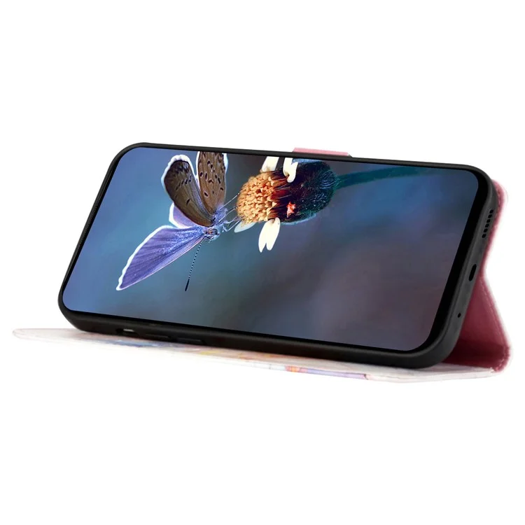 Serie de estuches de piel con estampado YB para Xiaomi Redmi Note 13 4G - Carcasa billetera para teléfono con bandolera, mármol de la Vía Láctea blanco LS004 