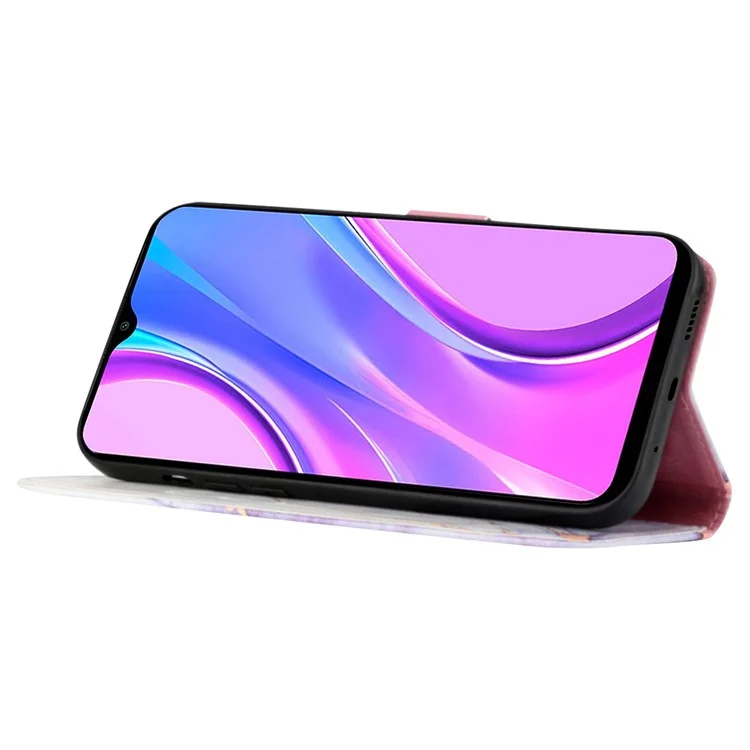 Serie YB Pattern Printing Leather-5 para Xiaomi Redmi Note 13 4G Funda de Cartera de Cuero PU Funda de Teléfono - Blanco+Púrpura LS006