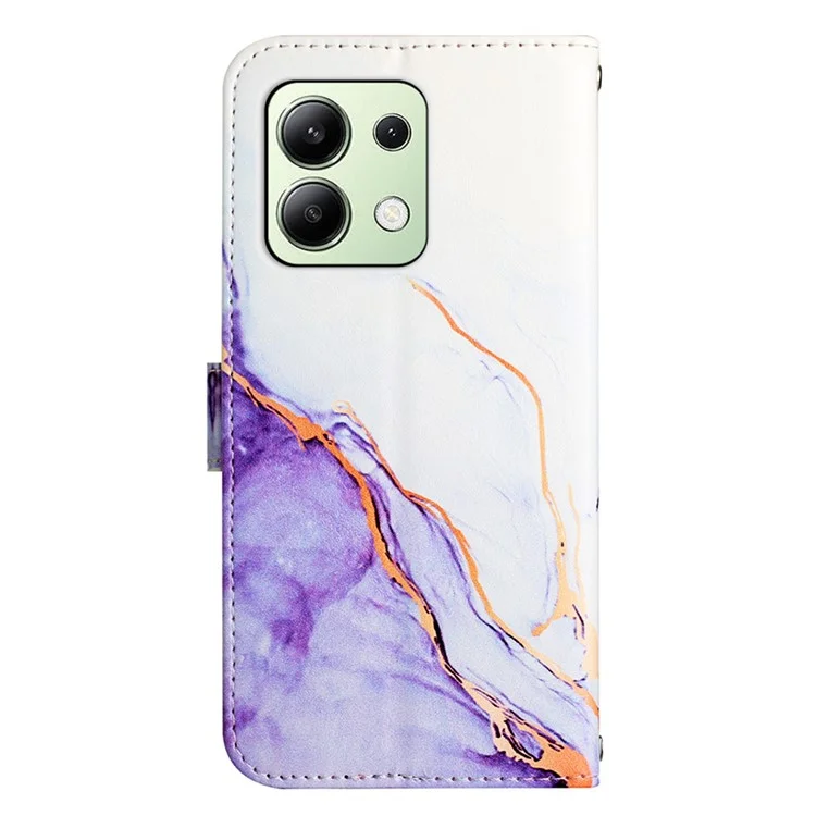 YB Pattern Printing Leather Series-5 For Xiaomi Redmi Note 13 4G Wallet Case PU Leather Phone Cover - White+Purple LS006