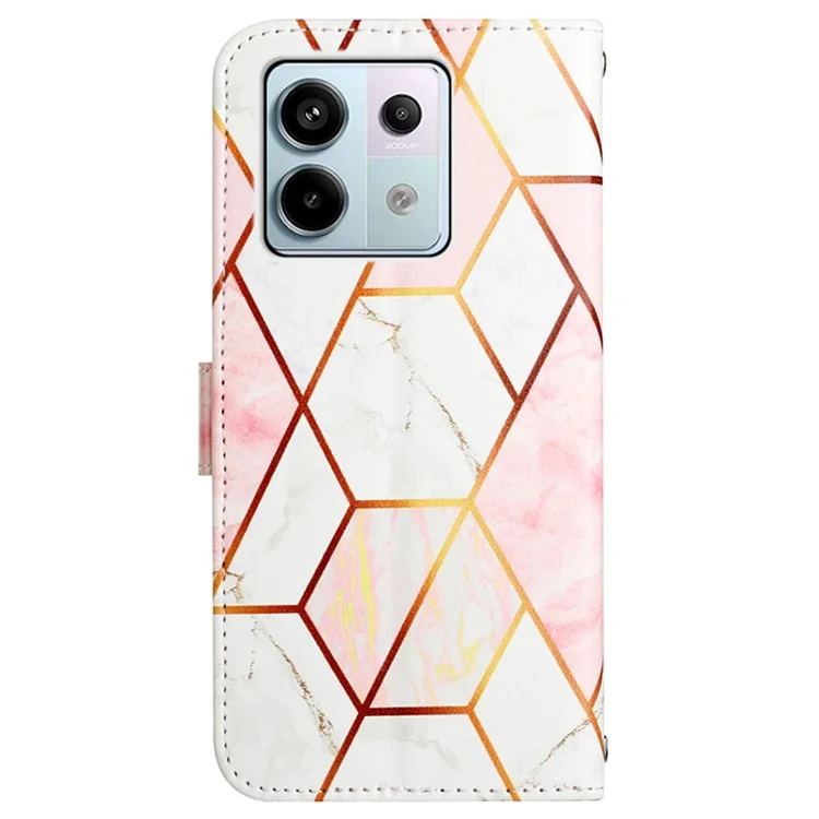 YB Pattern Printing Leather Series-6 Per Xiaomi Redmi Note 13 Pro 5G / Poco X6 5G Custodia in Pelle con Cinghie - Rosa / Bianca LS002