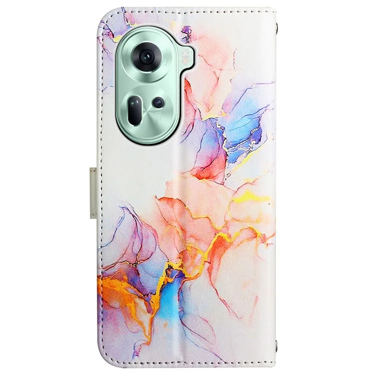 Чехол для телефона Oppo Reno11 5G (Global) YB Pattern Printing Leather Series-6 Marble Pattern Leather Wallet Case - Milky Way Marble White LS004