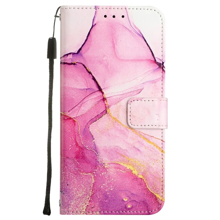 Para Oppo Reno11 Pro 5G (Global) Case YB Pattern Printing Leather Series-6 Marble Pattern Leather Phone Cover - Pink / Purple / Gold LS001