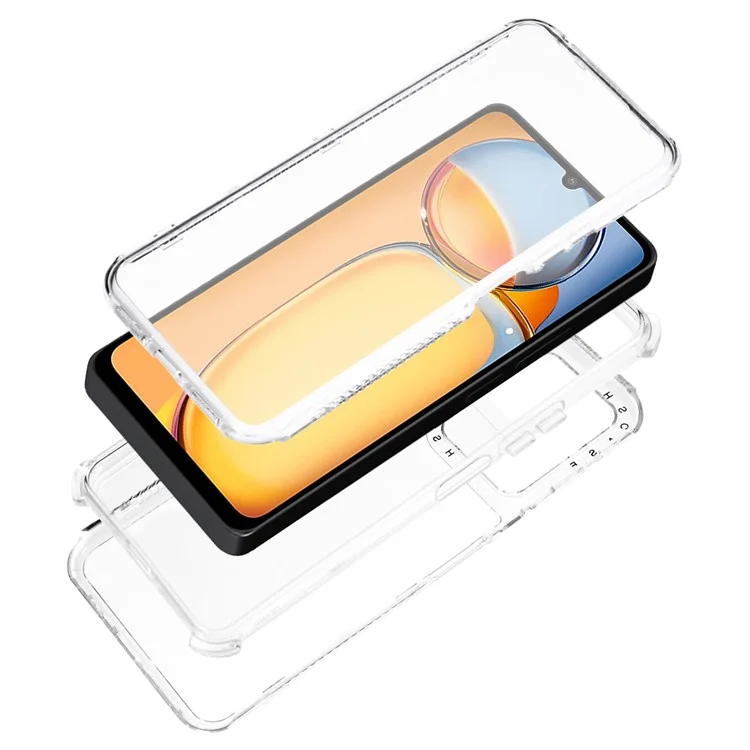Para Xiaomi Redmi 13C 4G / 13C 5G / Poco C65 4G / Poco M6 5G / 13R 5G Case PC+TPU Almofadamento nos Quatro Cantos Capa de Telefone - Transparente